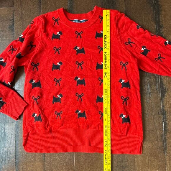 Karen Scott Scottie dog sweater womens size xl red black bows novelty print soft - Picture 10 of 11